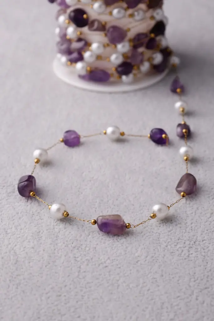 Purple-Pearl chain -stainless steel
