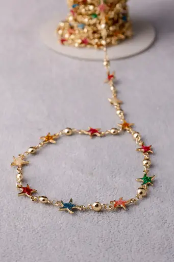 Stars colored chain -gold plated