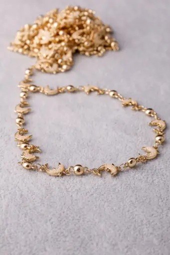 Dolphin chain off white and coloured -gold plated